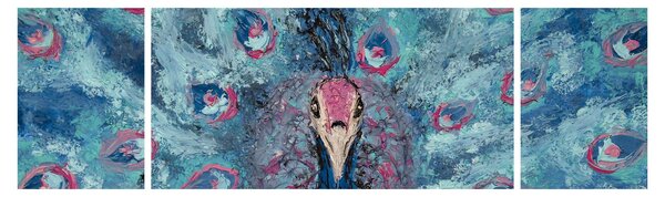 Obraz namalowanego pawia (170x50 cm)