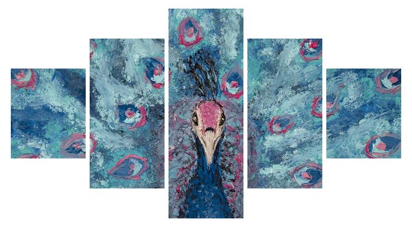 Obraz namalowanego pawia (125x70 cm)