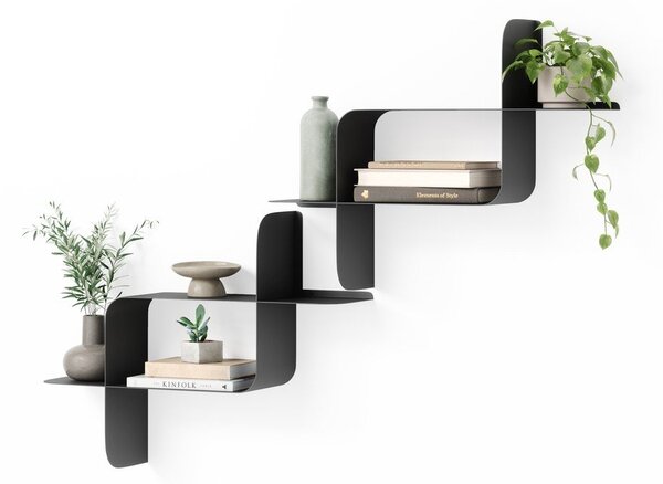 Wielopoziomowe stalowe półki zestaw 2 szt. w kolorze matowej czerni 62 cm Montage – Umbra