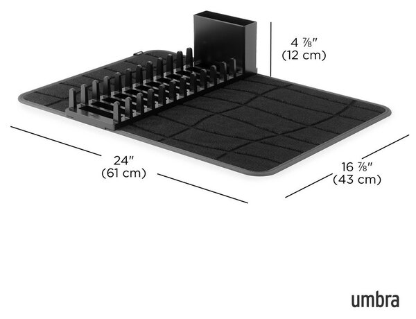 Plastikowa podkładka do naczyń w kolorze matowej czerni 61x43 cm Udry – Umbra