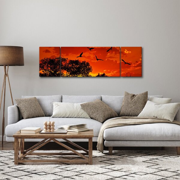 Obraz ptaków o zachodzie słońca (170x50 cm)