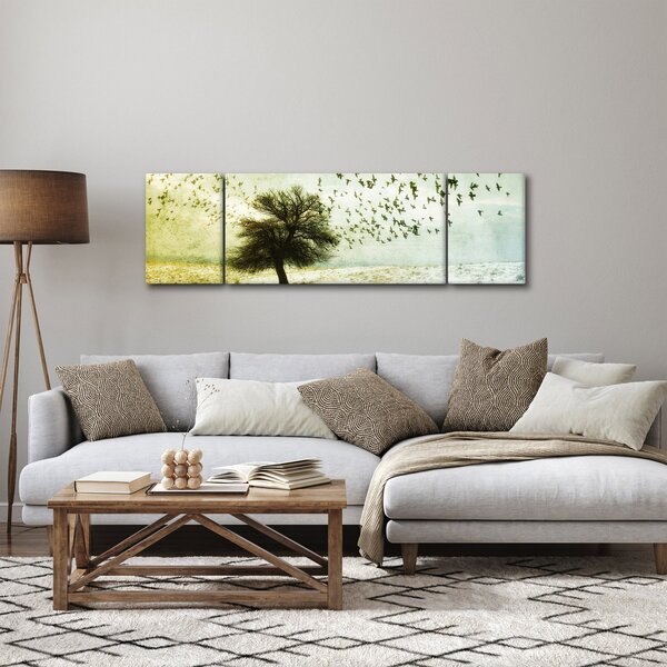 Obraz - Malowane stado ptaków (170x50 cm)
