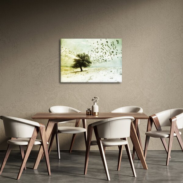 Obraz - Malowane stado ptaków (70x50 cm)