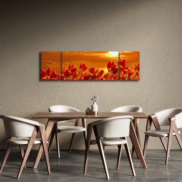 Obraz kwitnącego pola z tulipanami (170x50 cm)