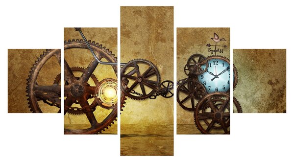 Obraz starych mechanizmów zegarowych (125x70 cm)