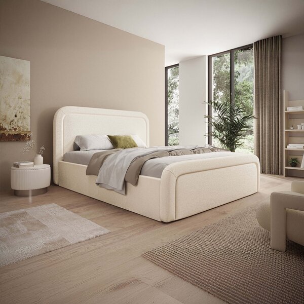 MebleMWM Łóżko tapicerowane z pojemnikiem SFG0154 | 180x200 | Boucle | Cream #33