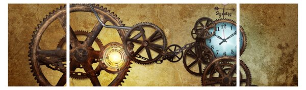 Obraz starych mechanizmów zegarowych (170x50 cm)