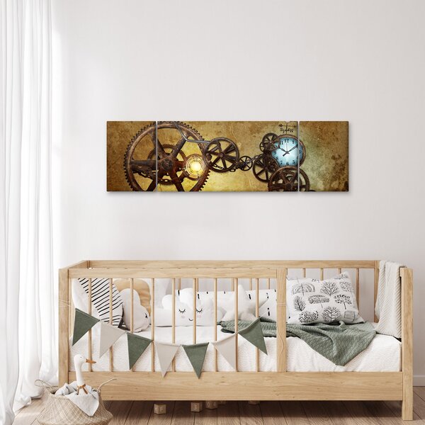 Obraz starych mechanizmów zegarowych (170x50 cm)