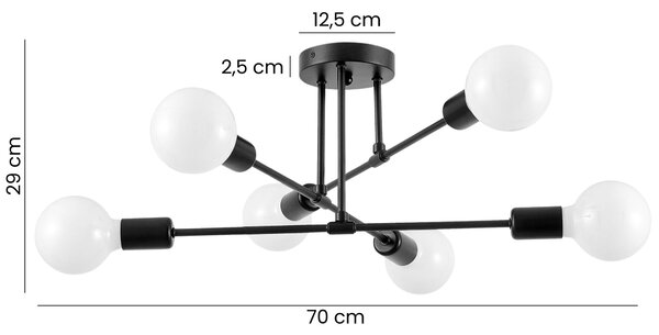 NOWOCZESNA LAMPA SUFITOWA CZARNA NOVA W6