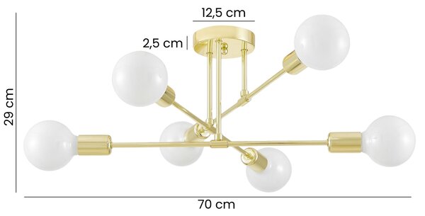 NOWOCZESNA LAMPA SUFITOWA KLASYCZNE ZŁOTO NOVA W6