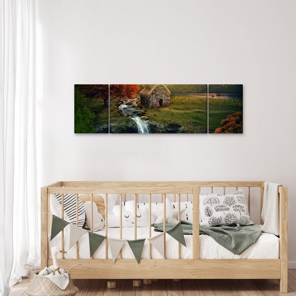 Obraz domku w bajkowym krajobrazie (170x50 cm)