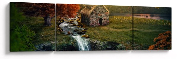 Obraz domku w bajkowym krajobrazie (170x50 cm)