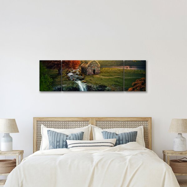 Obraz domku w bajkowym krajobrazie (170x50 cm)