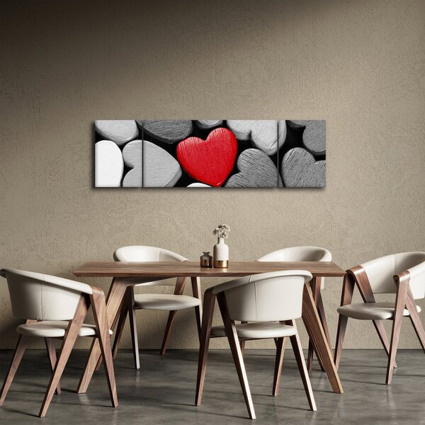 Obraz drewnianych serc (170x50 cm)