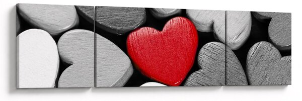 Obraz drewnianych serc (170x50 cm)