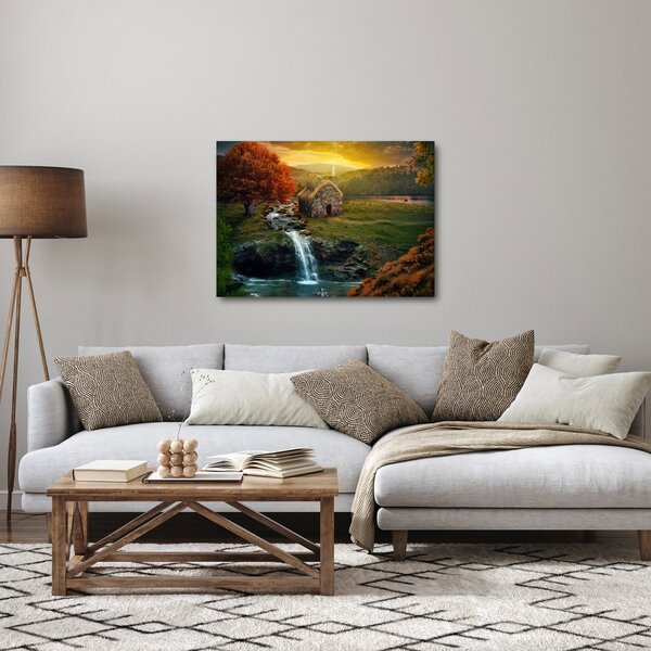 Obraz domku w bajkowym krajobrazie (70x50 cm)