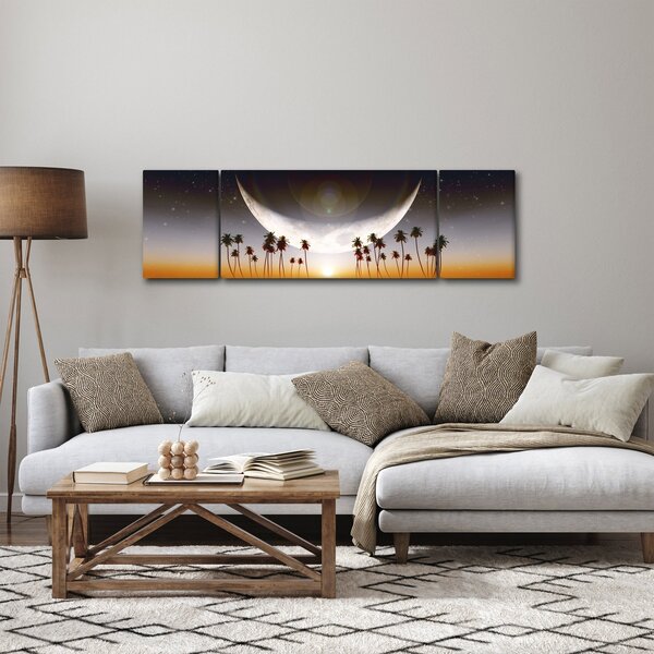 Obraz - Księżyc nad palmami (170x50 cm)