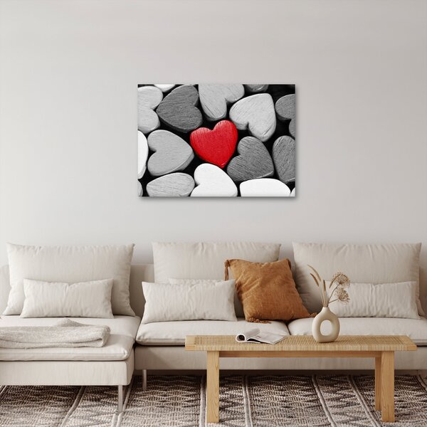 Obraz drewnianych serc (70x50 cm)