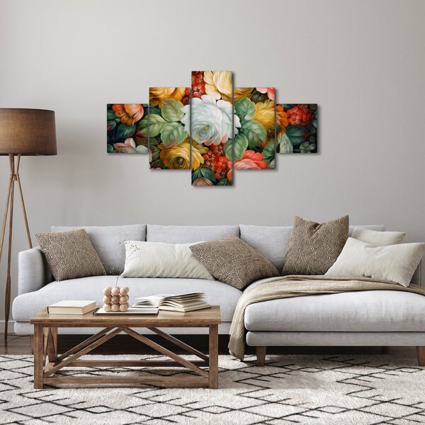 Obraz namalowanego bukietu kwiatów (125x70 cm)