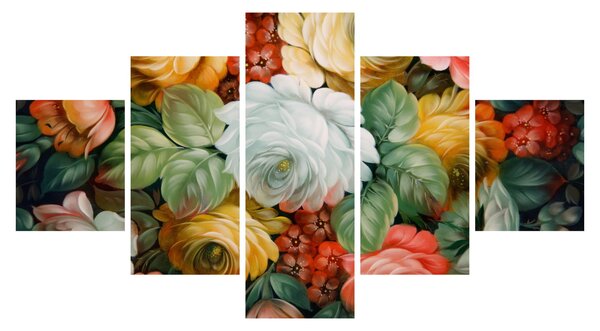 Obraz namalowanego bukietu kwiatów (125x70 cm)