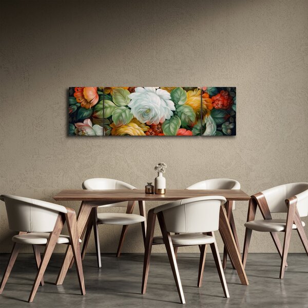 Obraz namalowanego bukietu kwiatów (170x50 cm)