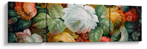 Obraz namalowanego bukietu kwiatów (170x50 cm)