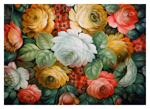 Obraz namalowanego bukietu kwiatów (70x50 cm)