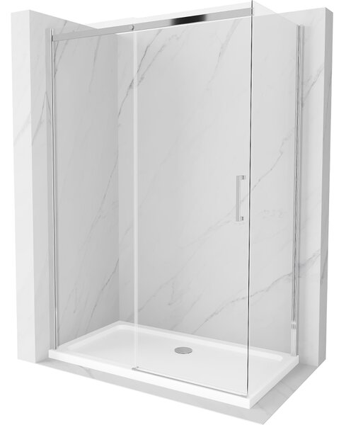 Mexen Omega kabina prysznicowa rozsuwana 130 x 70 cm, transparent, chrom + brodzik Flat - 825-130-070-01-00-4010