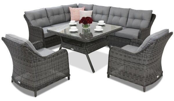 Meble ogrodowe technorattanowe Toledo Comida 7 Angular Garden Point antracyt