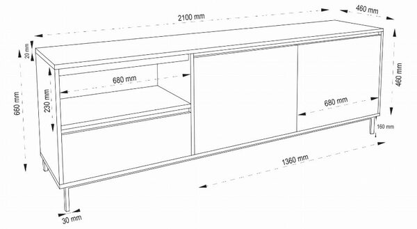 Szafka RTV Fierra Loft Open, 100% drewno