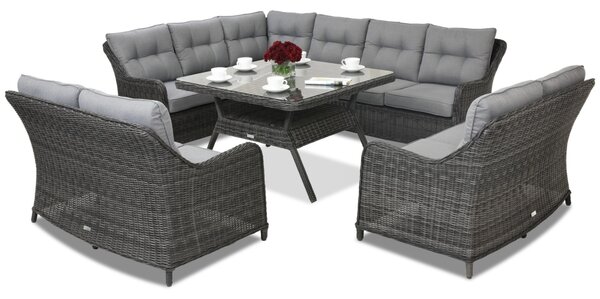 Meble ogrodowe technorattanowe Toledo Comida 9 Angular Garden Point antracyt
