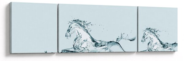 Obraz - Konie z kropli wody (170x50 cm)