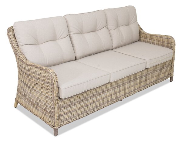 Trzyosobowa sofa z technorattanu Toledo beżowa Garden Point