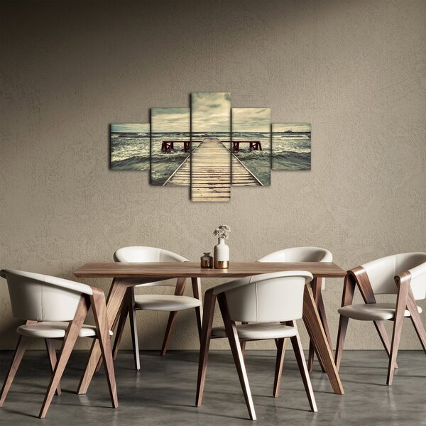 Obraz drewnianego molo na morzu (125x70 cm)