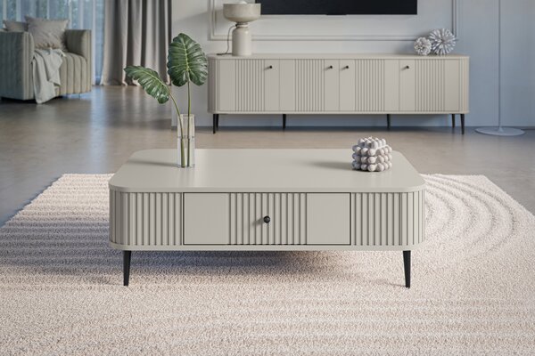 Stolik kawowy Vesper 103x60 cm z szufladą - kaszmir / czarne nogi