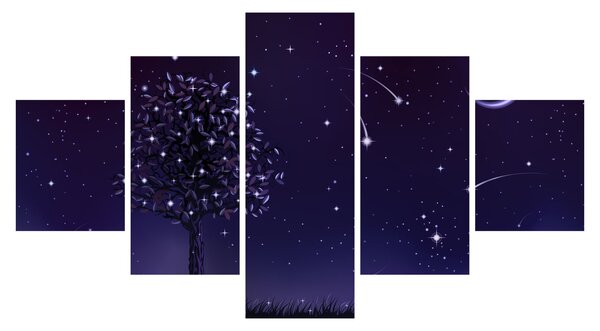 Obraz - Noc uchwycona przez ilustrację (125x70 cm)