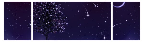 Obraz - Noc uchwycona przez ilustrację (170x50 cm)