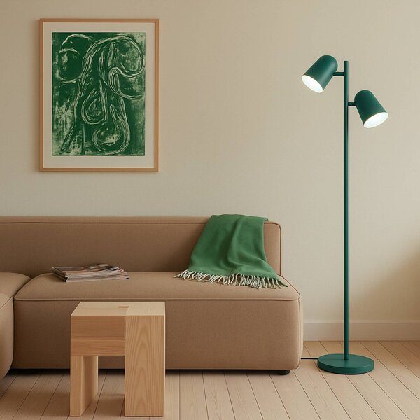 Lampa stojąca Isara Lindby, zielony, salon / jadalnia, metal, nowoczesny