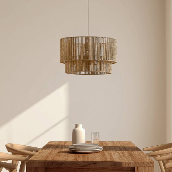 Lampa wisząca Anuva Lindby, możliwość ściemniania, kremowy / amber, salon / jadalnia, papier / lunolit / lunopal, dworkowy / rustykalny