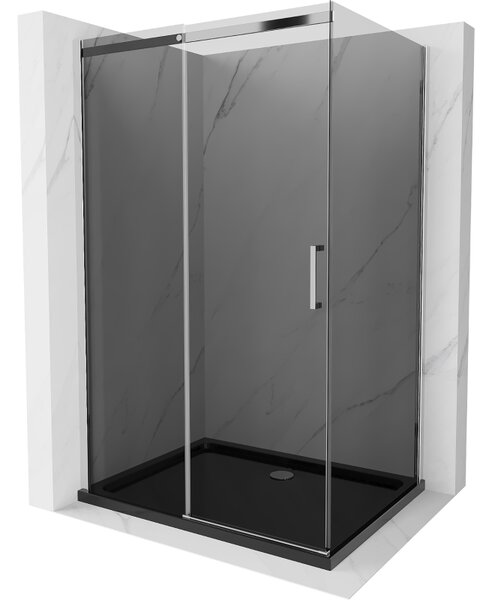 Mexen Omega kabina prysznicowa rozsuwana 100 x 80 cm, grafit, chrom + brodzik Flat, czarny - 825-100-080-01-40-4070