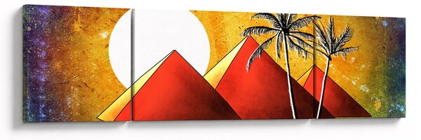 Obraz malowanych egipskich piramid (170x50 cm)
