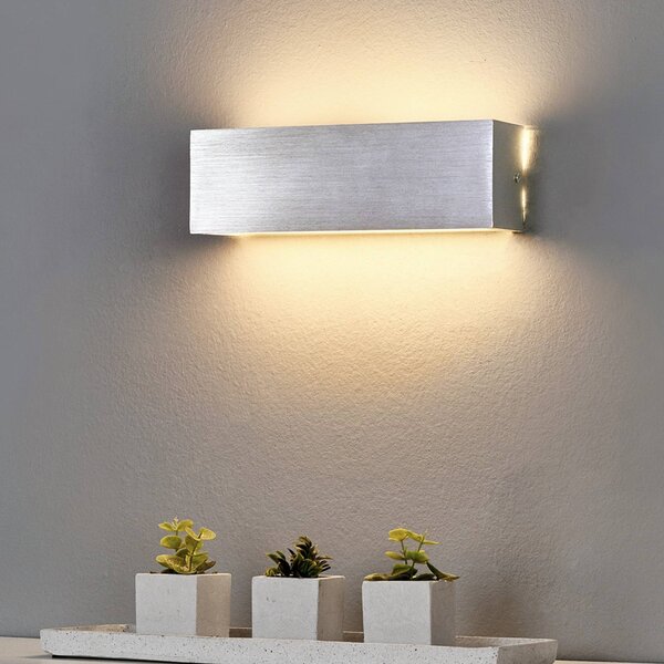 Kinkiet LED Ranik Lindby, aluminiowy / szary / cynkowy, przedpokój, aluminium, nowoczesny