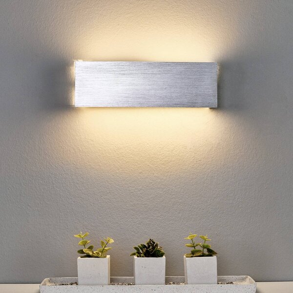 Kinkiet LED Ranik Lindby, aluminiowy / szary / cynkowy, przedpokój, aluminium, nowoczesny