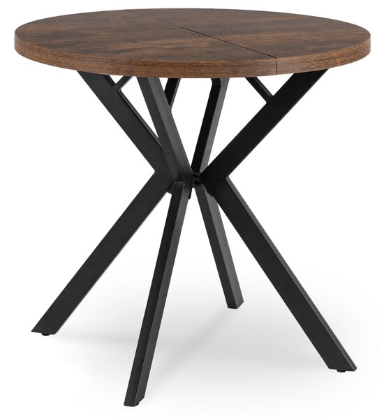 Stół Okrągły Rozkładany DORIAN 80-160 cm Dąb Rustykalny/Czarny Nowoczesny Loft