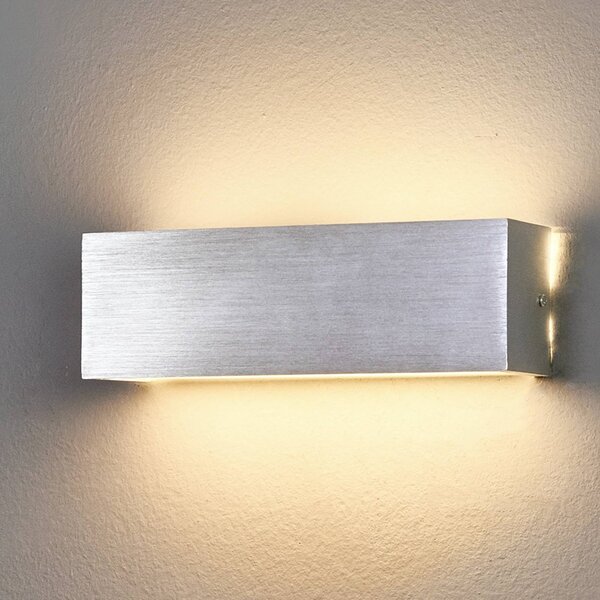 Kinkiet LED Ranik Lindby, aluminiowy / szary / cynkowy, przedpokój, aluminium, nowoczesny
