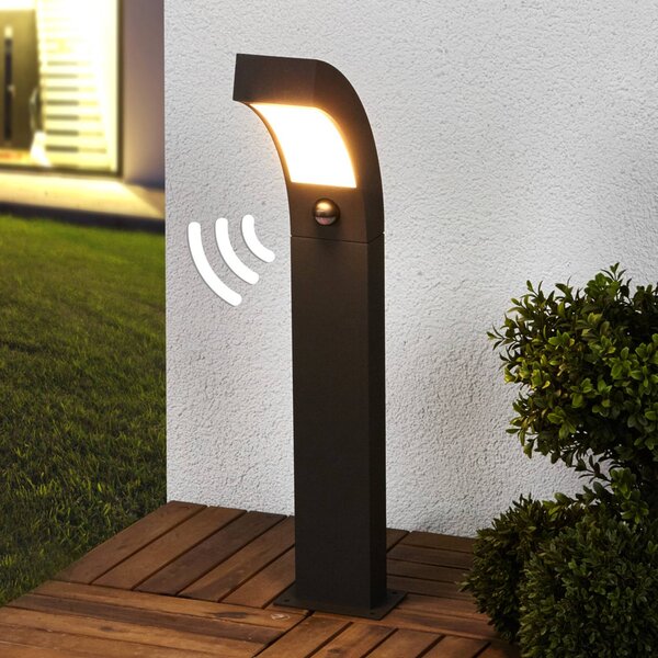 Słupek oświetleniowy LED Lucande Lennik, czujnik, 60 cm, antracytowy LENNIK, czarny, aluminium, nowoczesny