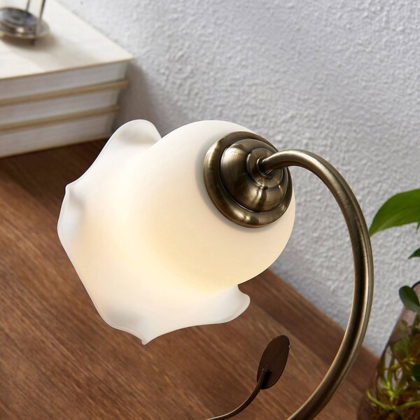 Lampa stołowa Matea Lindby, biały / opal, salon / jadalnia, szkło, florentyński