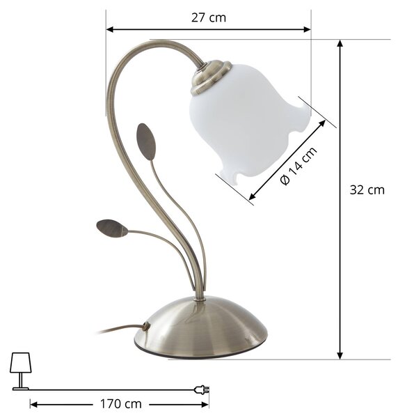 Lampa stołowa Matea Lindby, biały / opal, salon / jadalnia, szkło, florentyński