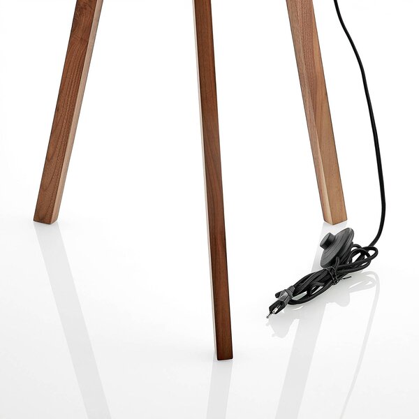 Lampa stojąca Auriane Lucande, ciemne drewno, salon / jadalnia, tkanina / materiał / jedwab, skandynawski