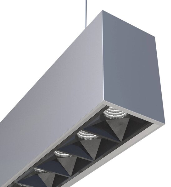 Arcchio lampa wisząca biurowa LED Jolinda slim, metal, góra/dół slim Arcchio, możliwość ściemniania, aluminiowy / szary / cynkowy, biuro, aluminium, nowoczesny
